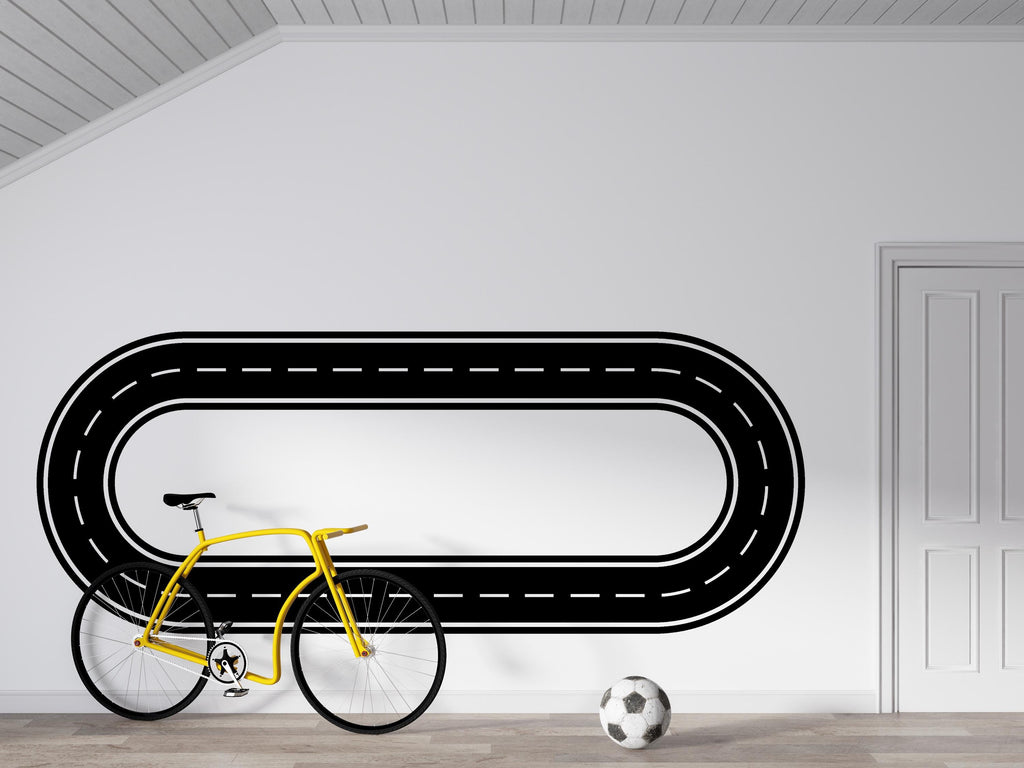 Race Track Wall Decal Road Wall Mural Playroom Car Track Wall Sticker Kids Room Nursery & Playroom