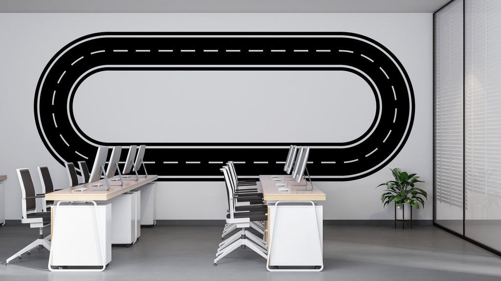 Race Track Wall Decal Road Wall Mural Playroom Car Track Wall Sticker Kids Room Nursery & Playroom