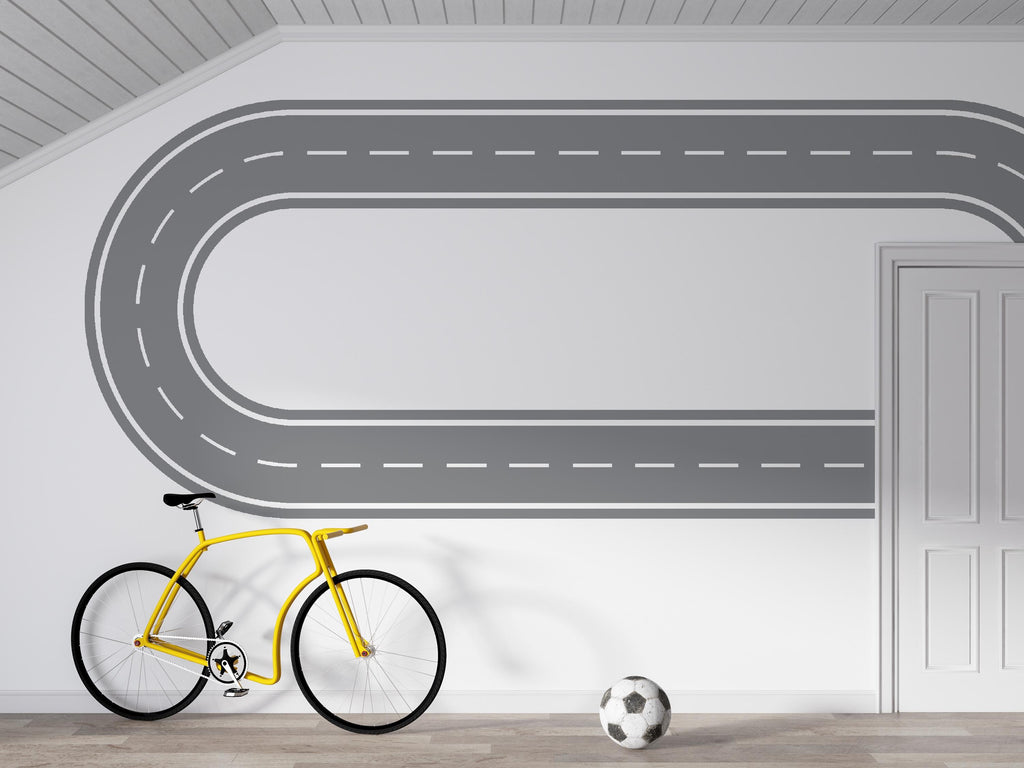Race Track Wall Decal Road Wall Mural Playroom Car Track Wall Sticker Kids Room Nursery & Playroom