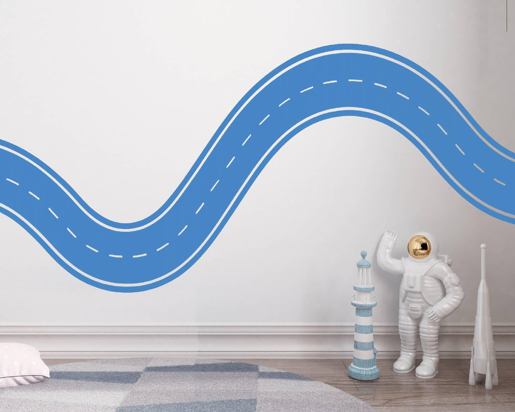 Road Wall Decal Winding Highway Wall Mural Playroom Race Track Wall Sticker Kids Room Nursery & Playroom