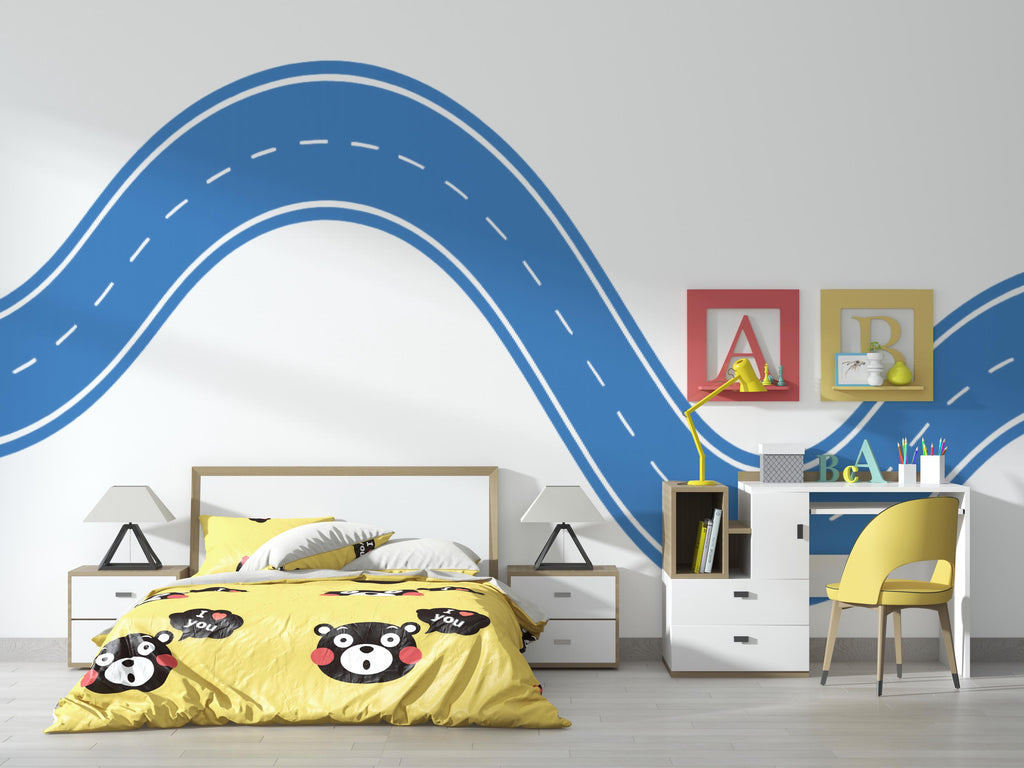 Road Wall Decal Winding Highway Wall Mural Playroom Race Track Wall Sticker Kids Room Nursery & Playroom