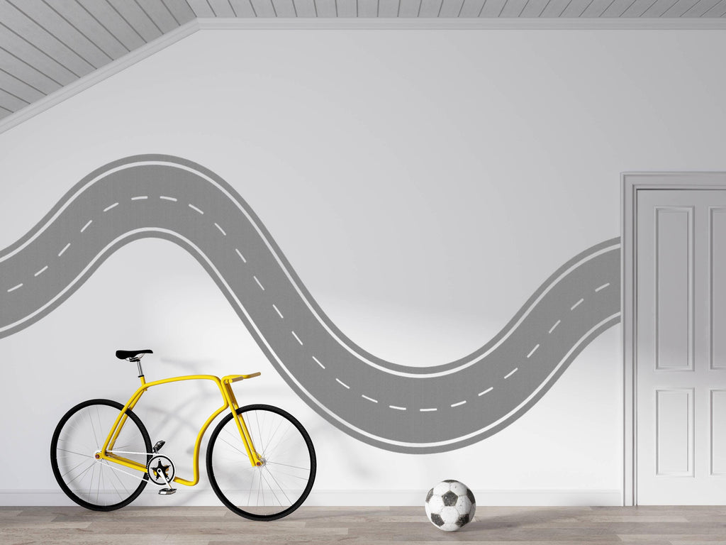 Road Wall Decal Winding Highway Wall Mural Playroom Race Track Wall Sticker Kids Room Nursery & Playroom