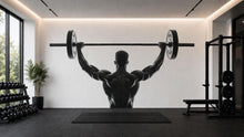 Load image into Gallery viewer, Bodybuilder Wall Decal Gym Wall Art Fitness Mural Weightlifting Vinyl Sticker Modern Gym Decor Barbell Athlete Silhouette Workout Motivation