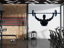 Load image into Gallery viewer, Bodybuilder Wall Decal Gym Wall Art Fitness Mural Weightlifting Vinyl Sticker Modern Gym Decor Barbell Athlete Silhouette Workout Motivation