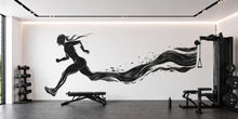 Load image into Gallery viewer, Running Woman Wall Decal Fitness Wall Art Gym Mural Runner Silhouette Vinyl Sticker Modern Gym Decor Cardio Motivation Workout Wall Decor