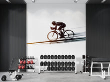 Load image into Gallery viewer, Cyclist Wall Decal Gym Wall Art Cycling Mural Bike Rider Vinyl Sticker Fitness Wall Decor Speed Motion Spin Studio Home Gym Decor
