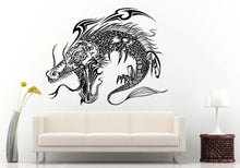 Load image into Gallery viewer, Fire Dragon Tribal Long Tail Angry Open Mouth Wings Doodle Wall Decal Vinyl Sticker Mural Room Decor L769