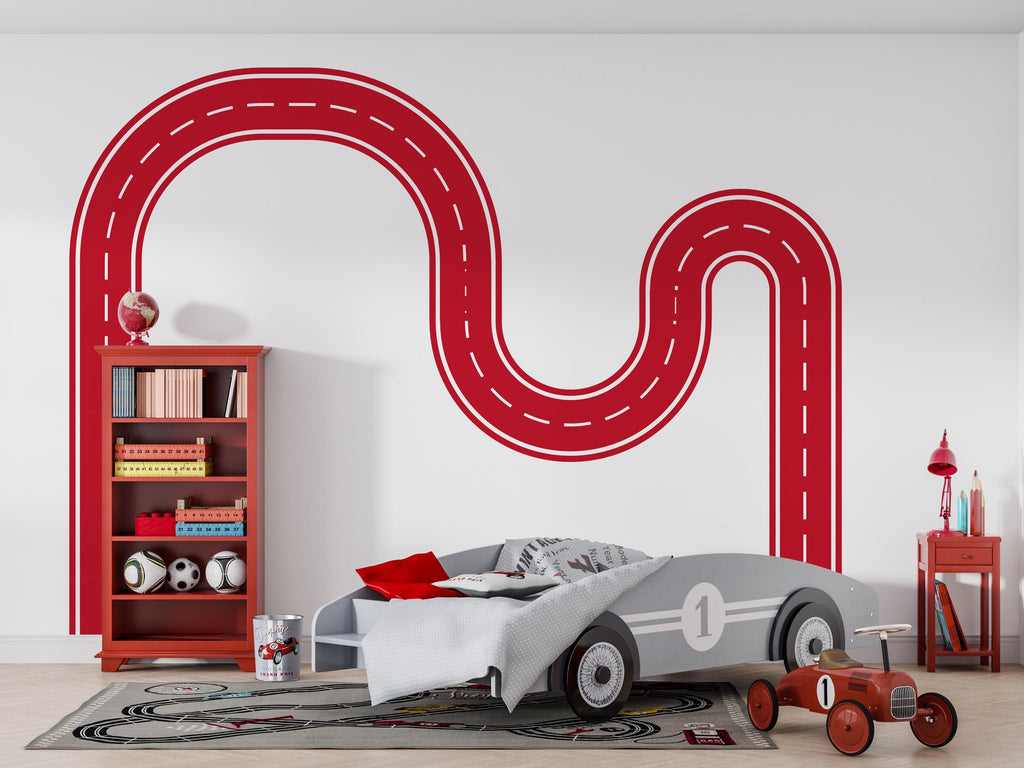 Race Track Wall Decal Car Road Wall Mural Playroom Kids Room