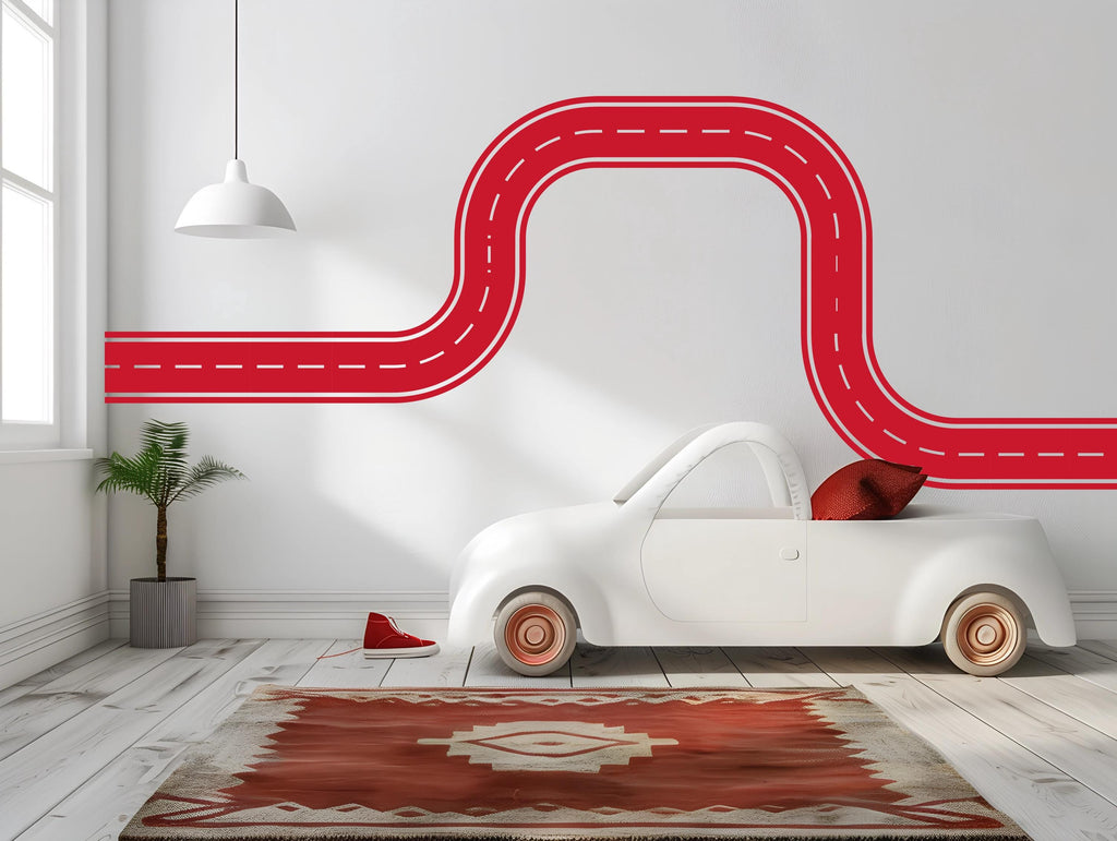 Race Track Wall Decal Road Wall Mural Playroom Car Track Wall Sticker Kids Room Nursery & Playroom