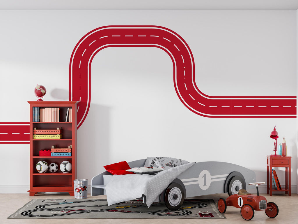 Race Track Wall Decal Road Wall Mural Playroom Car Track Wall Sticker Kids Room Nursery & Playroom