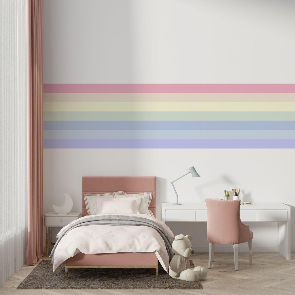 Rainbow Horizontal Wall Decal Wide Wall Accent Modern Rainbow Wall Art