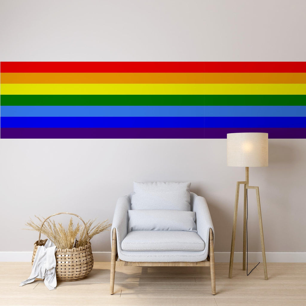 Rainbow Horizontal Wall Decal Wide Wall Accent Modern Rainbow Wall Art