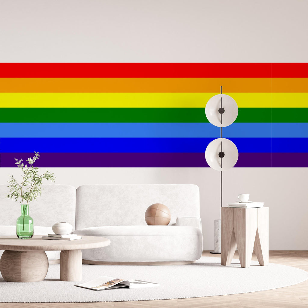 Rainbow Horizontal Wall Decal Wide Wall Accent Modern Rainbow Wall Art
