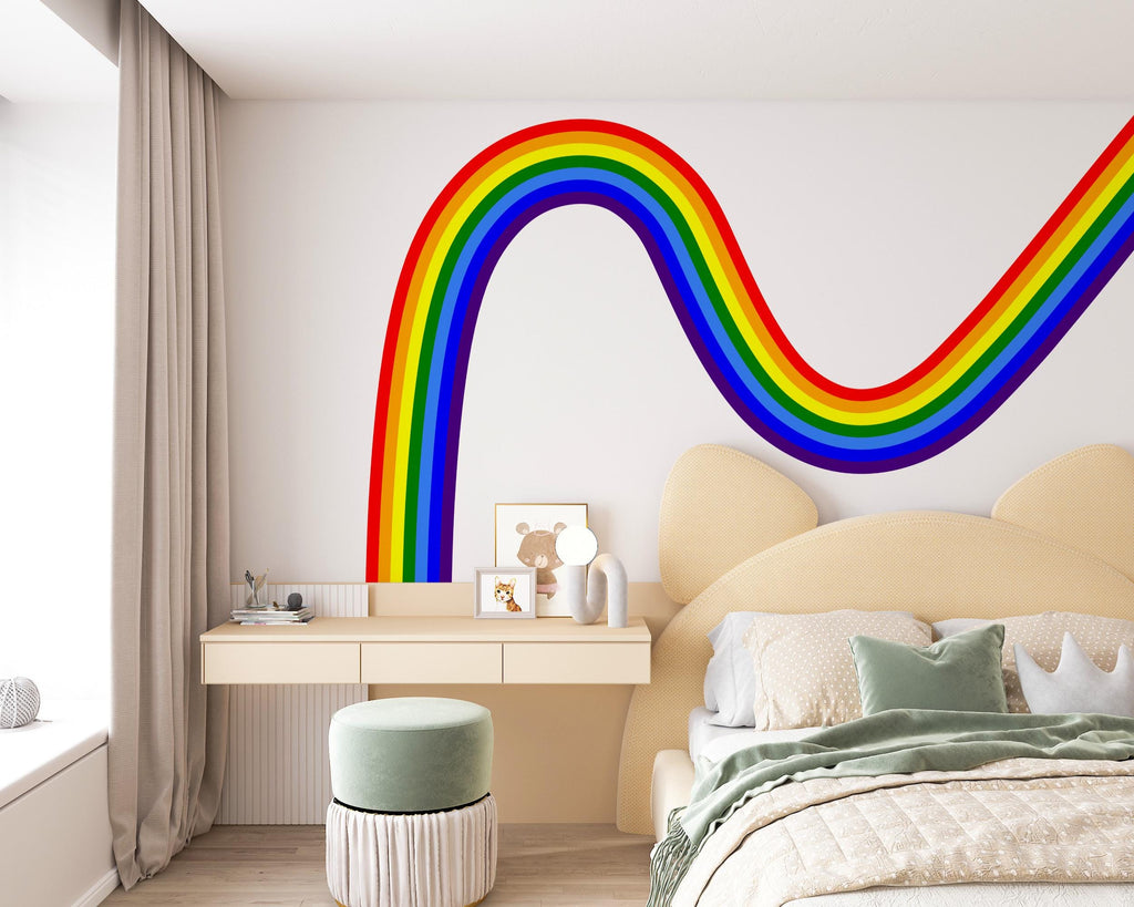 Rainbow Wall Decal for Nursery | Boho Kids Room Wall Sticker | Classic Rainbow Arc
