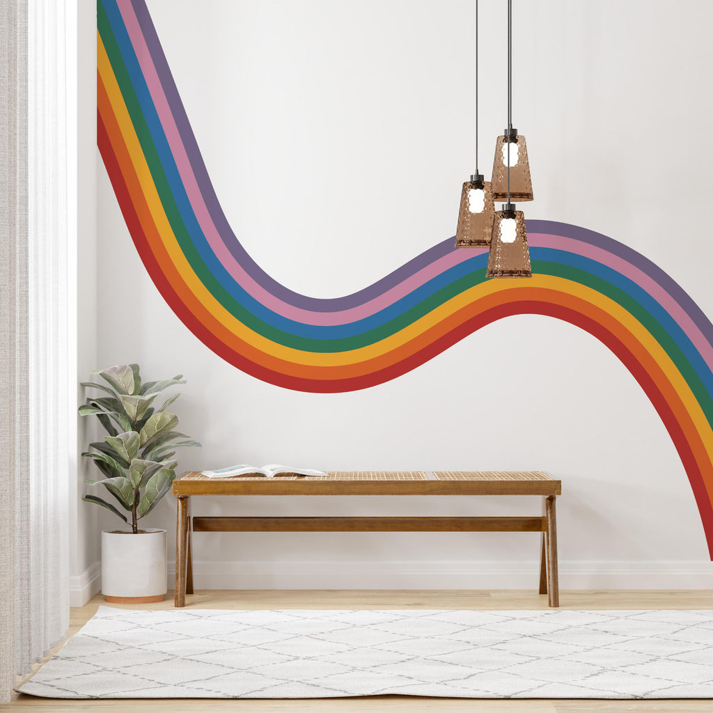 Downward Rainbow Wall Decal Yoga Room Wall Sticker Calm Wall Decor