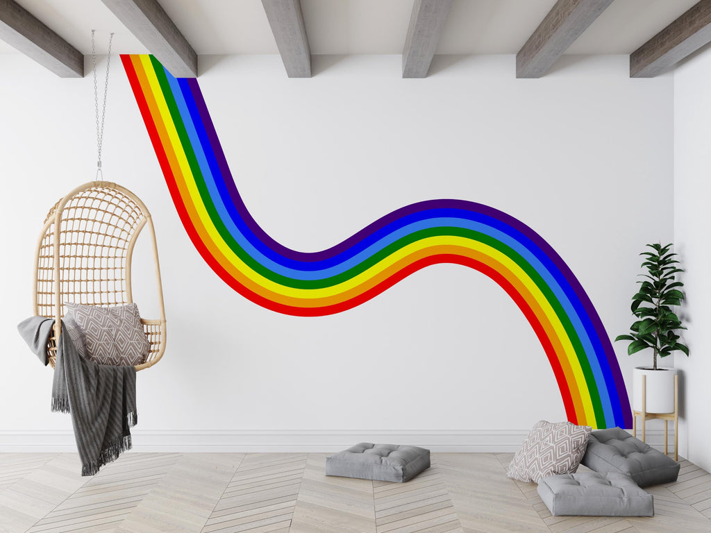 Downward Rainbow Wall Decal Yoga Room Wall Sticker Calm Wall Decor