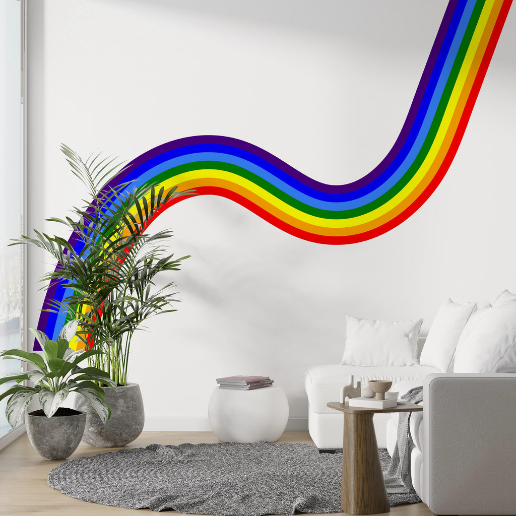 Downward Rainbow Wall Decal Yoga Room Wall Sticker Calm Wall Decor