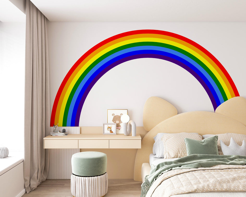 Half Rainbow Wall Decal for Bedroom Minimal Vinyl Wall Sticker Calm Interior Decor