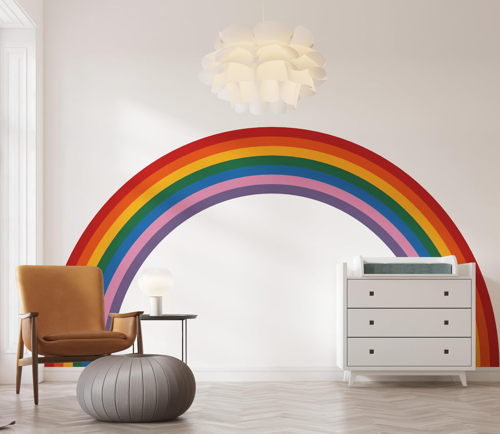 Half Rainbow Wall Decal for Bedroom Minimal Vinyl Wall Sticker Calm Interior Decor