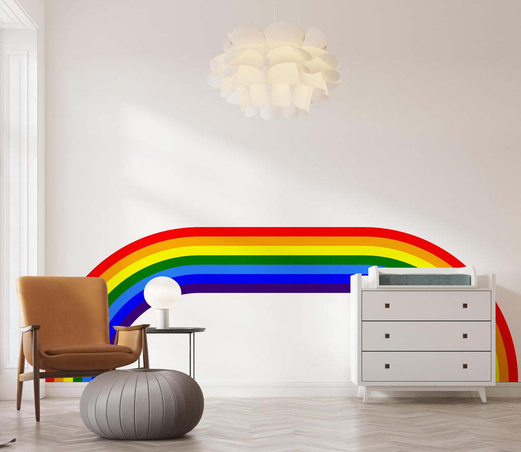 Wavy Rainbow Wall Decal for Bedroom Organic Line Wall Sticker Creative Space Decor RAINBOW STRIPES WAVE