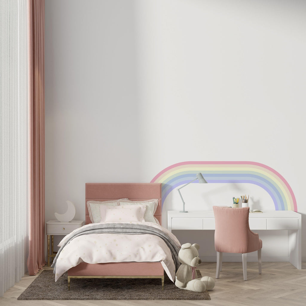 Wavy Rainbow Wall Decal for Bedroom Organic Line Wall Sticker Creative Space Decor RAINBOW STRIPES WAVE