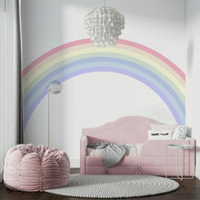 Load image into Gallery viewer, Rainbow Stripes Wave Concentric Rainbow Wall Decal for Playroom Soft Focal Wall Art | Kids Decor
