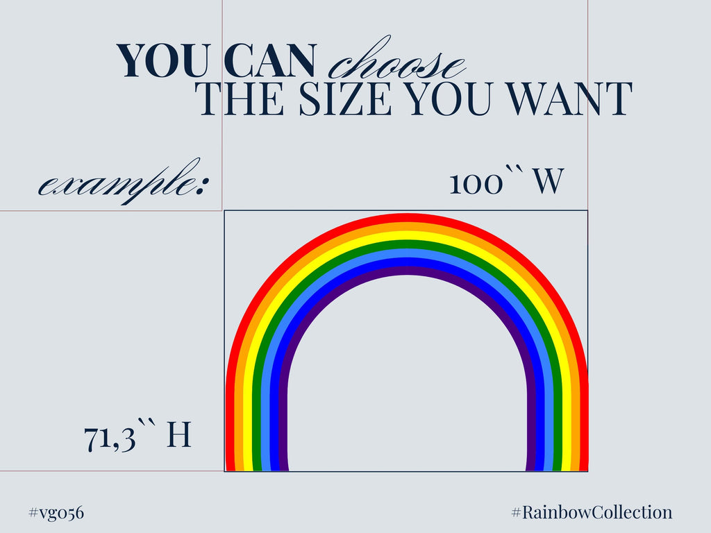 Rainbow Stripes Wave Concentric Rainbow Wall Decal for Playroom Soft Focal Wall Art | Kids Decor