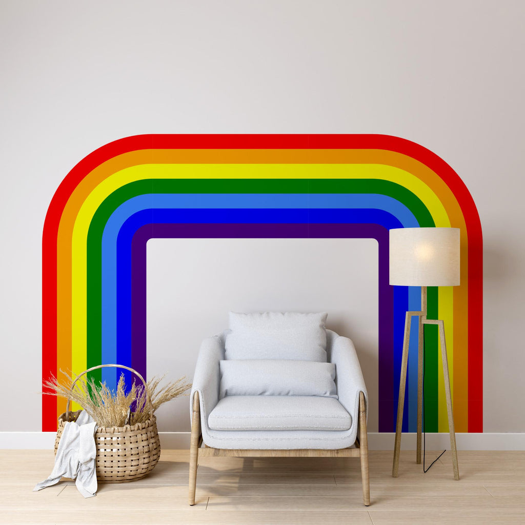 Rainbow Stripe Wave Soft Curve Rainbow Wall Decal for Relax Zone Gentle Vinyl Wall Art Lounge Decor