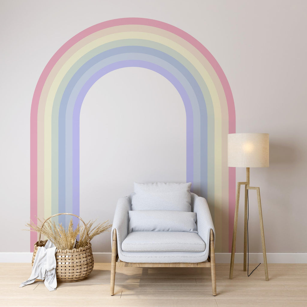 Rainbow Stripe Wave Overlapping Rainbow Wall Decal for Interior Layered Vinyl Wall Art Modern Design Decor