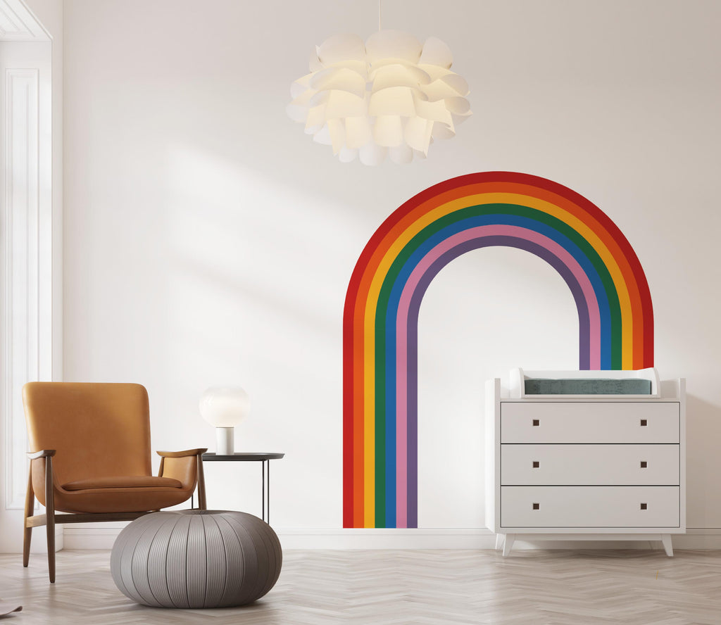 Rainbow Stripe Wave Overlapping Rainbow Wall Decal for Interior Layered Vinyl Wall Art Modern Design Decor