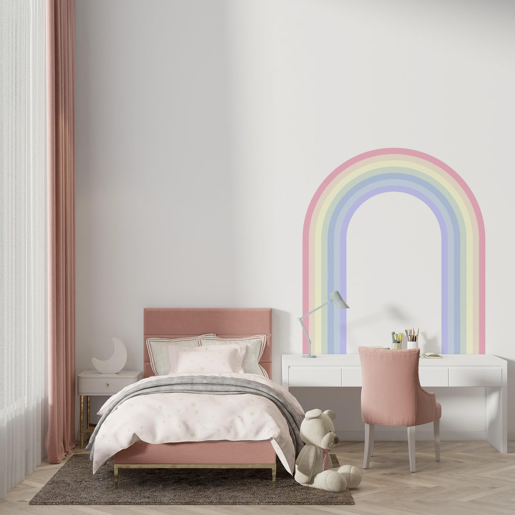 Rainbow Stripe Wave Overlapping Rainbow Wall Decal for Interior Layered Vinyl Wall Art Modern Design Decor