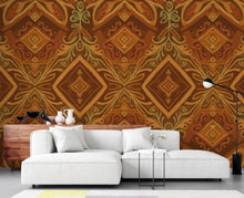 Load image into Gallery viewer, Afrohemian Boho Wallpaper Wall Mural, African Tribal Geometric Peel and Stick Wallpaper, Living Room Wall, Cultural Folk Wall Decor 403DE