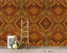 Load image into Gallery viewer, Afrohemian Boho Wallpaper Wall Mural, African Tribal Geometric Peel and Stick Wallpaper, Living Room Wall, Cultural Folk Wall Decor 403DE