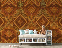 Load image into Gallery viewer, Afrohemian Boho Wallpaper Wall Mural, African Tribal Geometric Peel and Stick Wallpaper, Living Room Wall, Cultural Folk Wall Decor 403DE
