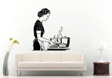 Load image into Gallery viewer, Woman Female Mother Lady Cooking With A Smile Kitchen Dining Wall Decal Vinyl Sticker Mural Room Decor L776