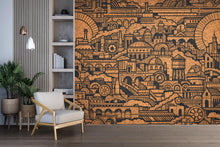 Load image into Gallery viewer, Cityscape Wallpaper Mural, Industrial Line Art Wall Mural, Urban Architecture Wallpaper, Modern Wall Decor, Peel and Stick Wallpaper 821LU