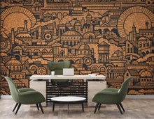 Load image into Gallery viewer, Cityscape Wallpaper Mural, Industrial Line Art Wall Mural, Urban Architecture Wallpaper, Modern Wall Decor, Peel and Stick Wallpaper 821LU