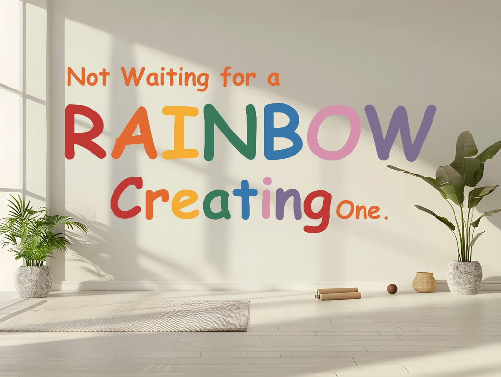 Phrase Wall Decal Stripe Mural Kids Room Baby Bedroom Nursery Rainbow Palette