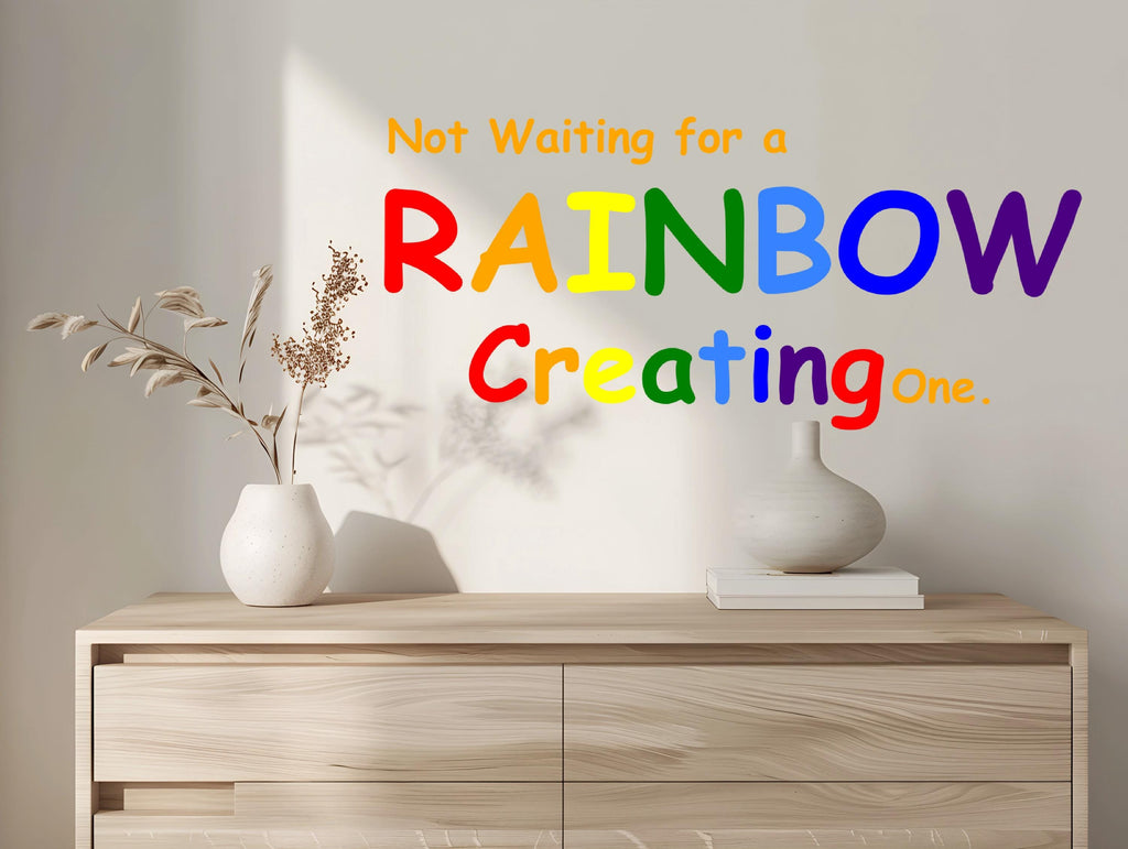 Phrase Wall Decal Stripe Mural Kids Room Baby Bedroom Nursery Rainbow Palette