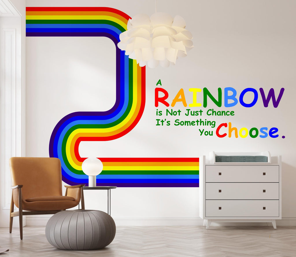 Text Wall Mural Peel And Stick Nursery Kids Room Baby Bedroom Classic Rainbow ROYGBIV