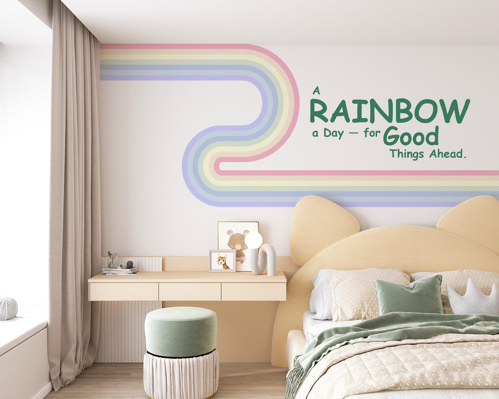 Text Sticker Wall Decal Nursery Kids Room School Playroom Rainbow Colors