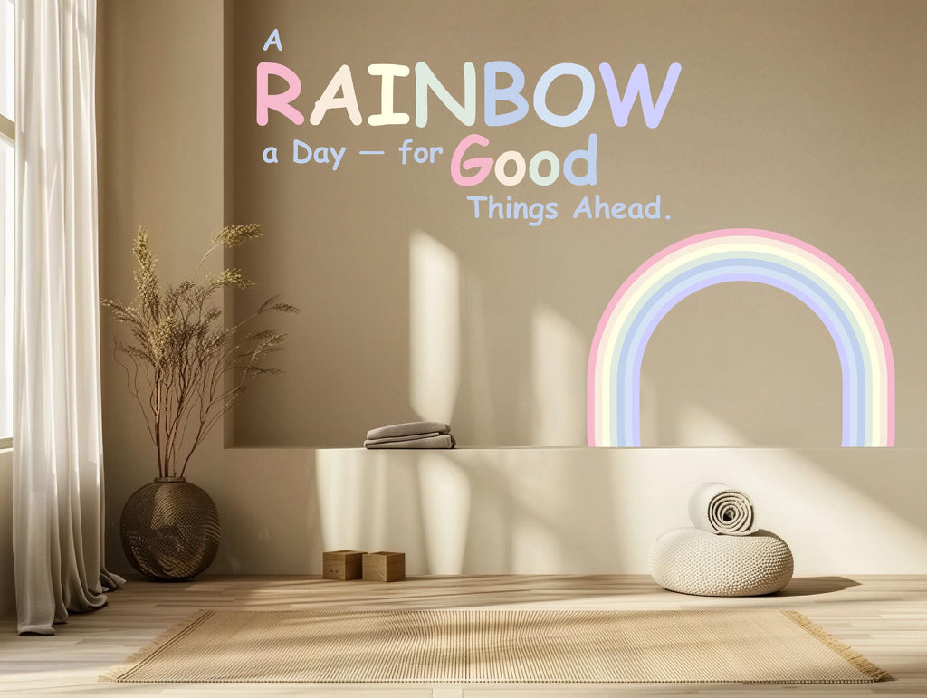 Text Sticker Wall Decal Nursery Kids Room School Playroom Rainbow Colors