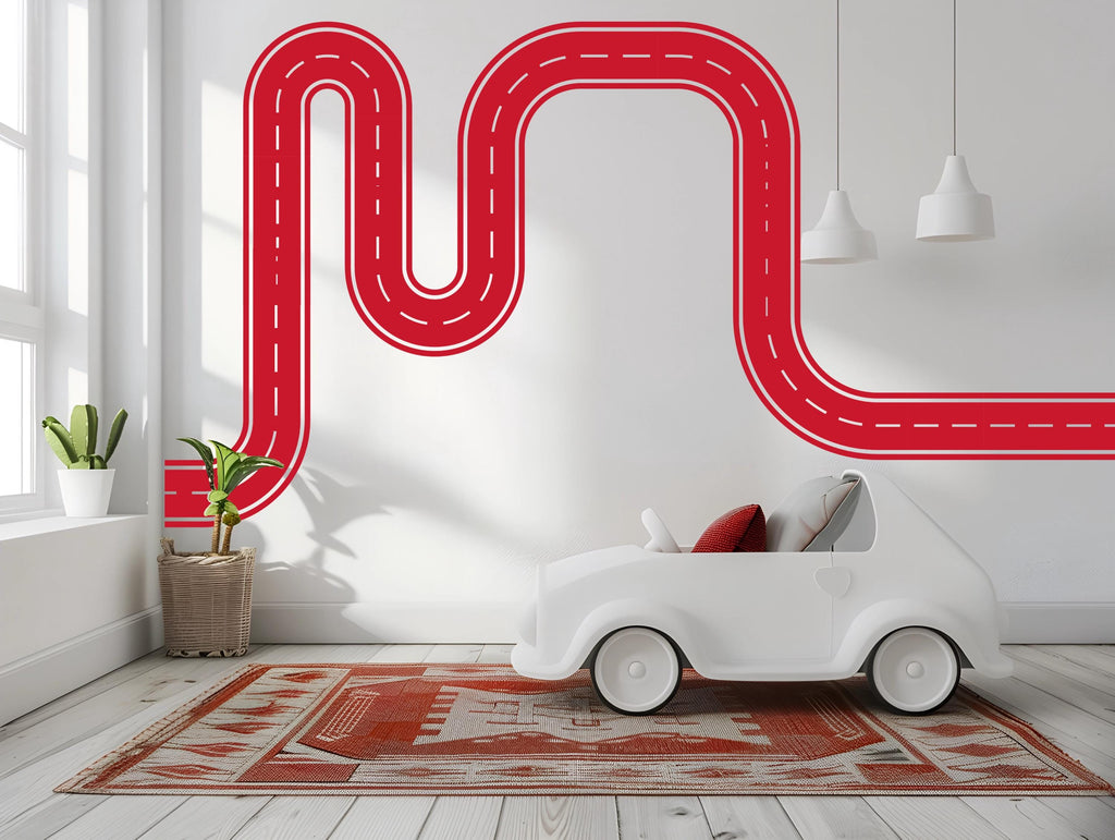 Road Wall Decal Playroom Car Track Wall Mural Kids Room