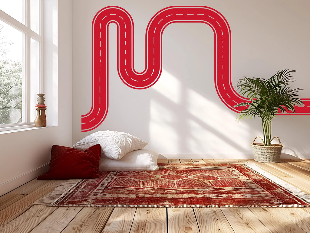 Road Wall Decal Playroom Car Track Wall Mural Kids Room