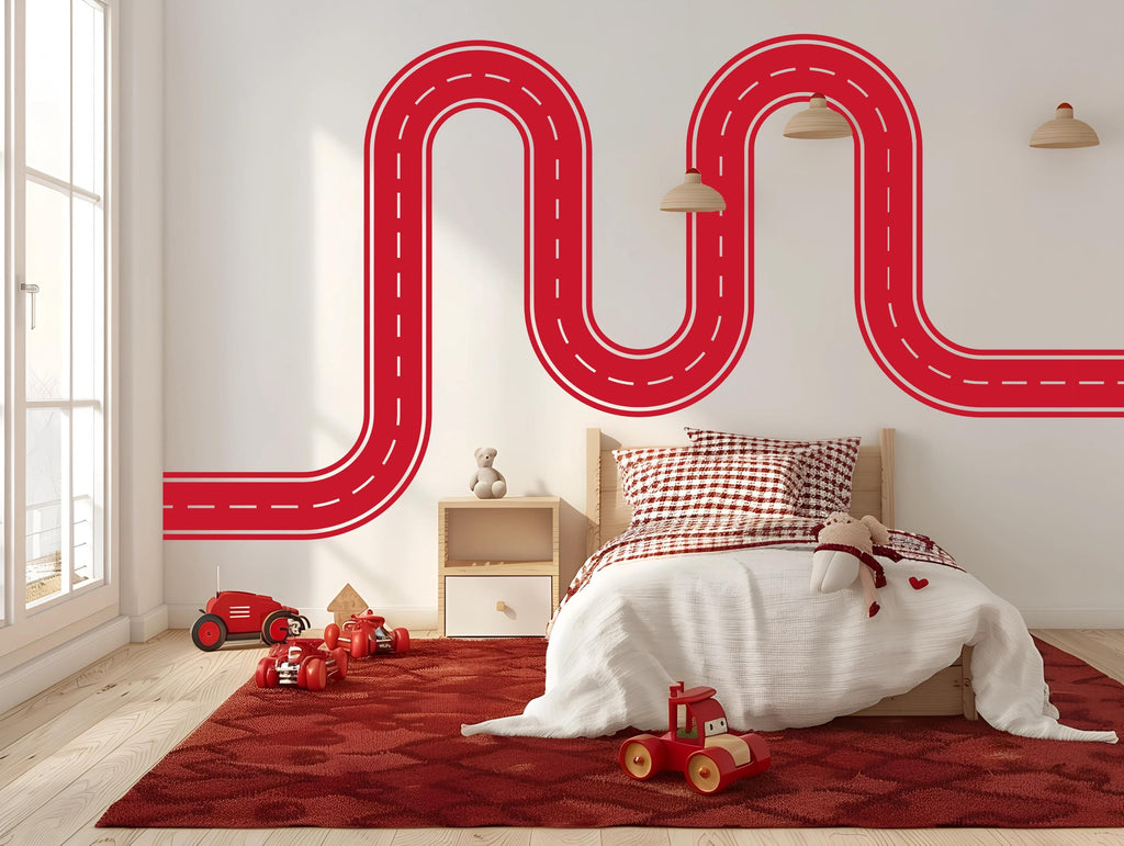 Race Track Wall Decal Car Road Wall Mural Playroom Kids Room