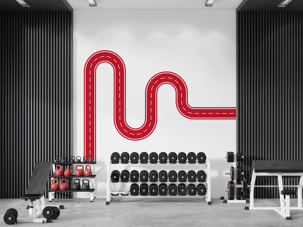 Road Wall Decal Racing Line Wall Mural Playroom Kids Room