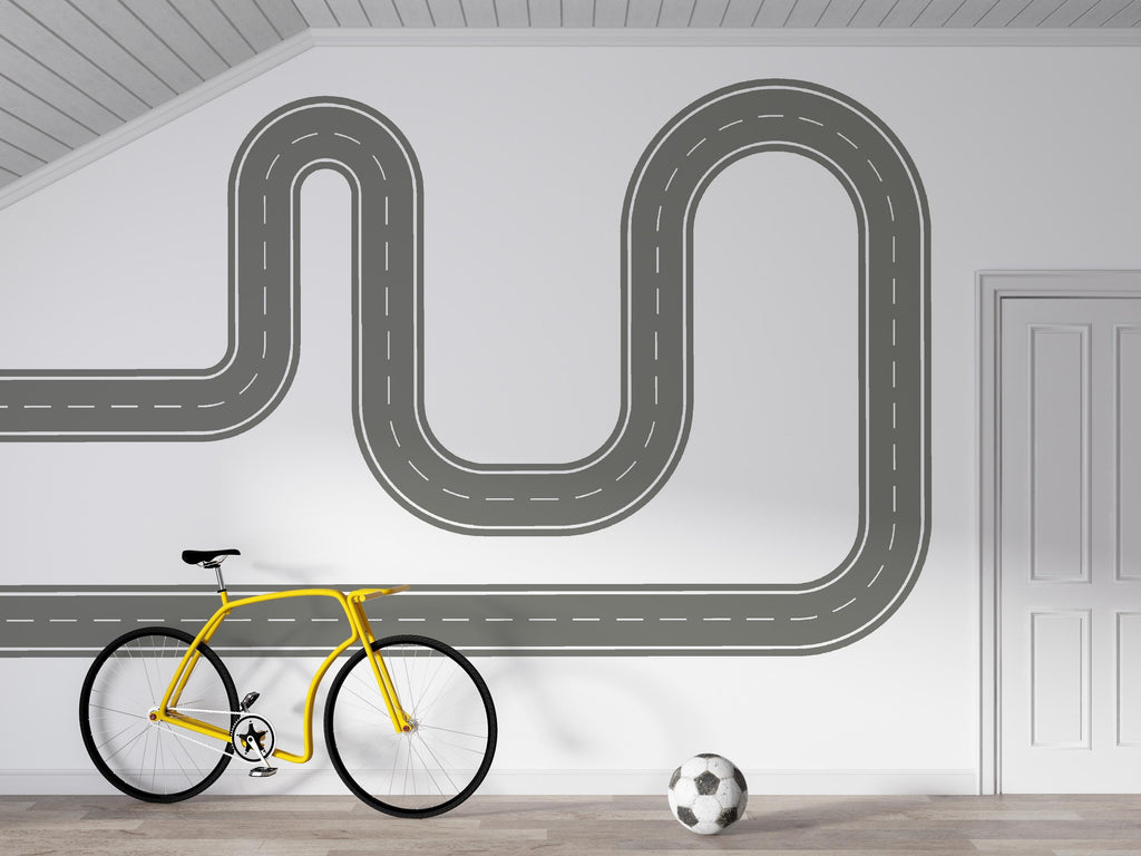 Race Track Wall Decal Road Wall Mural Boys Room Playroom Kids Room