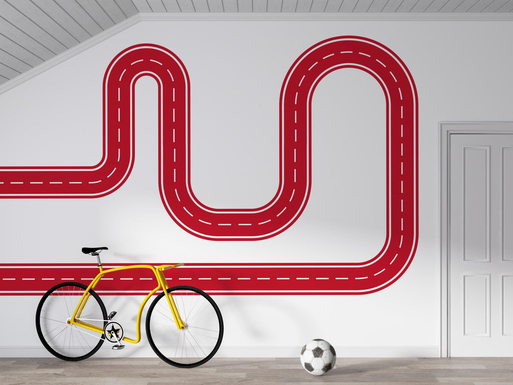Race Track Wall Decal Road Wall Mural Boys Room Playroom Kids Room