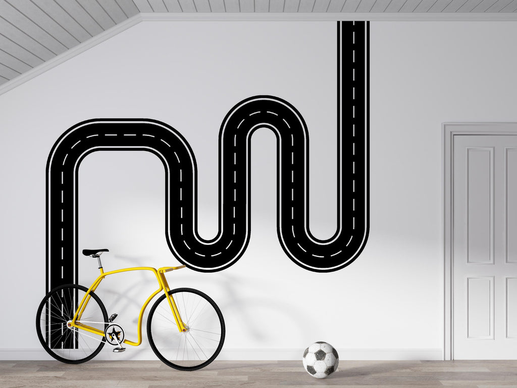 Road Wall Decal Car Track Wall Mural Boys Room Playroom Kids Room