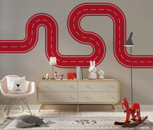 Load image into Gallery viewer, Winding Road Wall Decal: Playroom Race Track Mural for Kids Room Vinyl Sticker